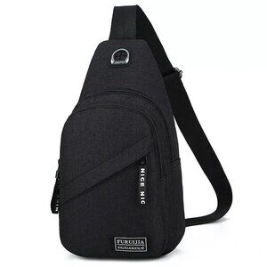 Sling Bag Chest Fanny Packs Cross Body Travel Sports Shoulder Backpack Black
